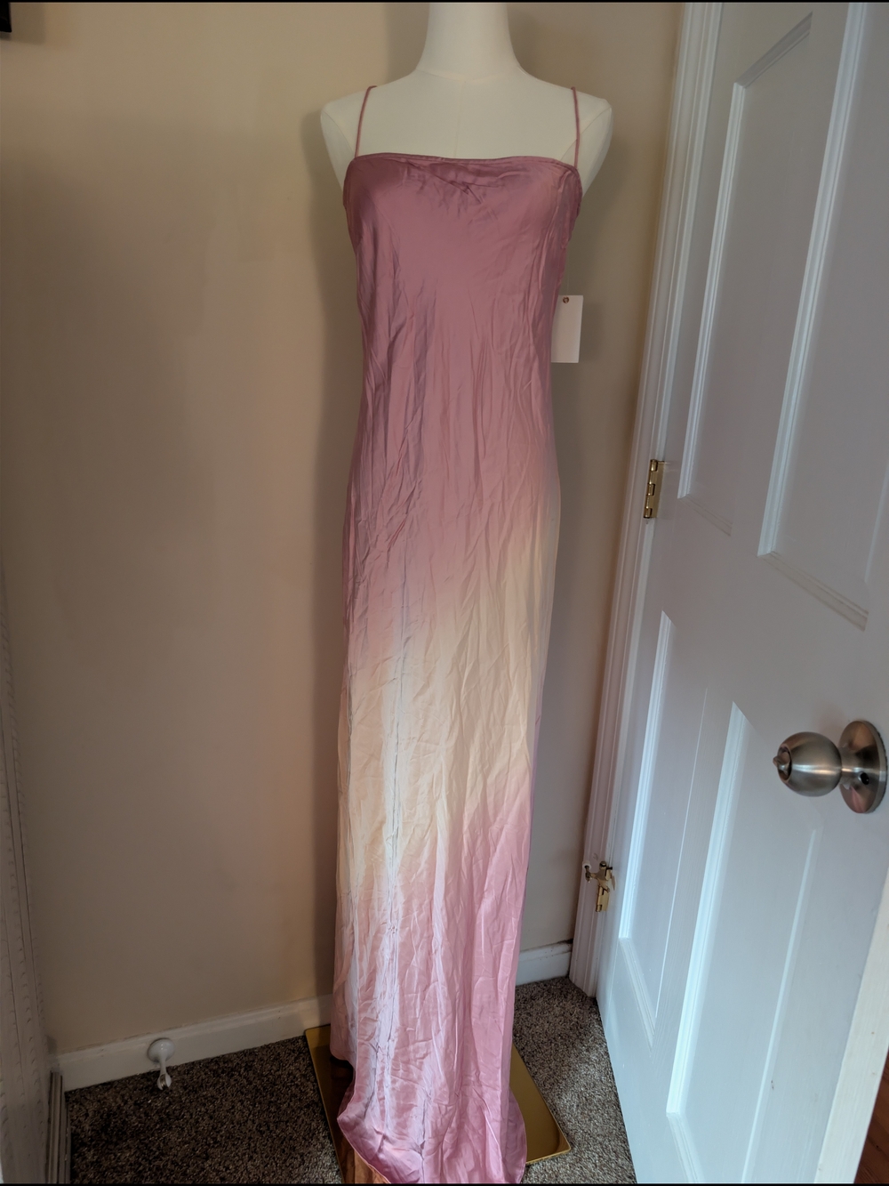 NWT Good American Sunset Gradient Satin Slip Maxi Dress Size M